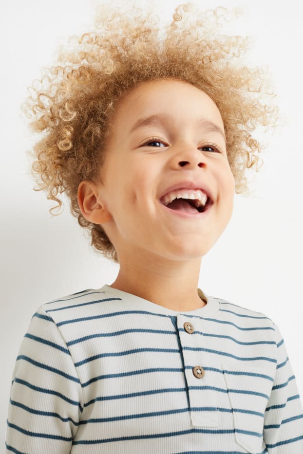 Enfants garçons - Haut à manches longues - à rayures - blanc