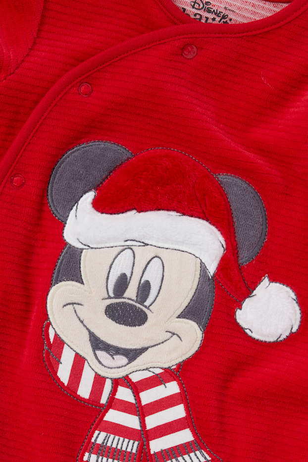 Baby Boys - Mickey Mouse - baby Christmas sleepsuit - red