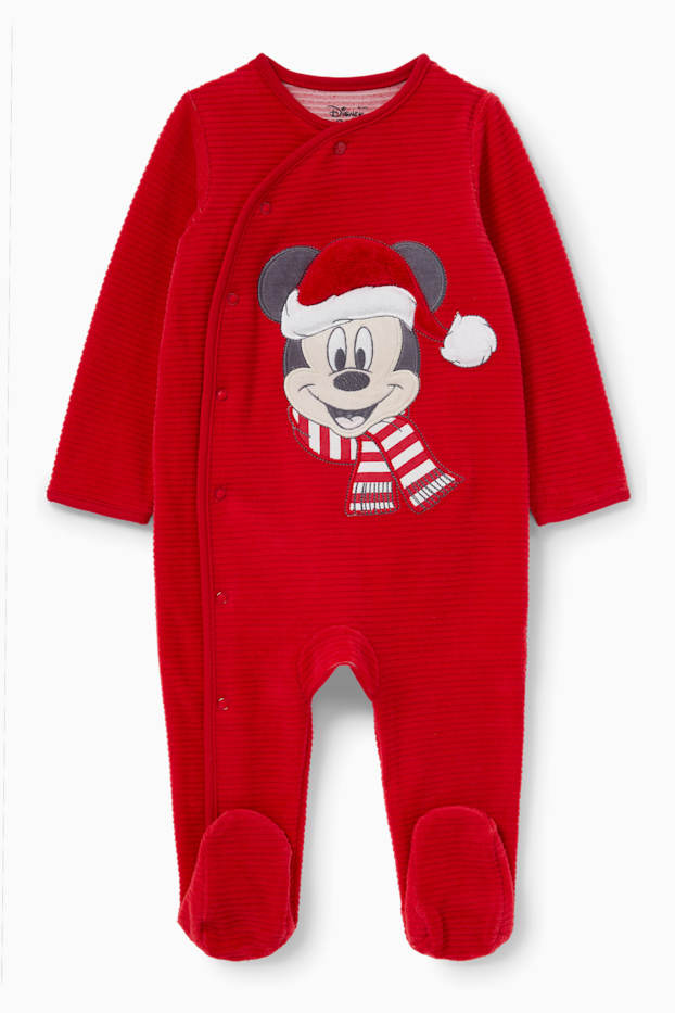 Baby Boys - Mickey Mouse - baby Christmas sleepsuit - red