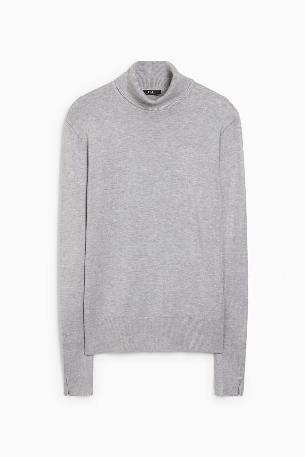 Femmes - Pullover basique à col roulé - gris