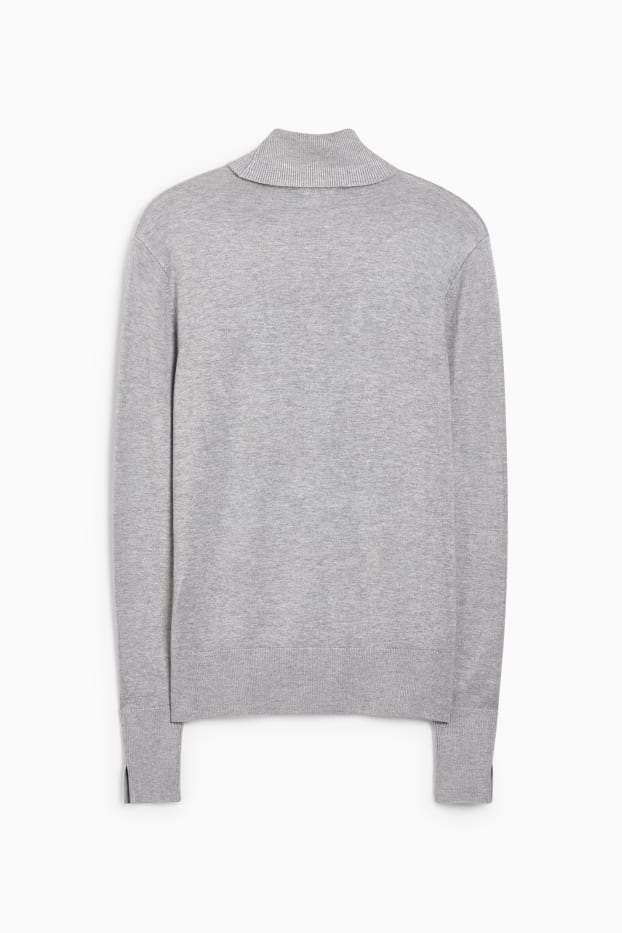 Femmes - Pullover basique à col roulé - gris