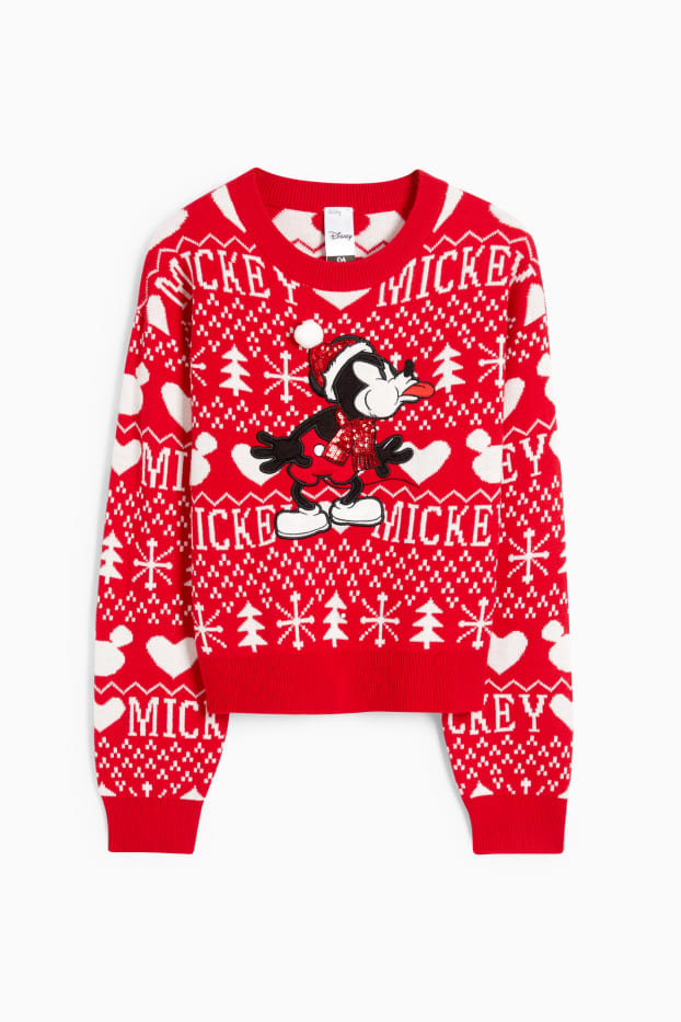 Children Girls - Mickey Mouse - Christmas jumper - red