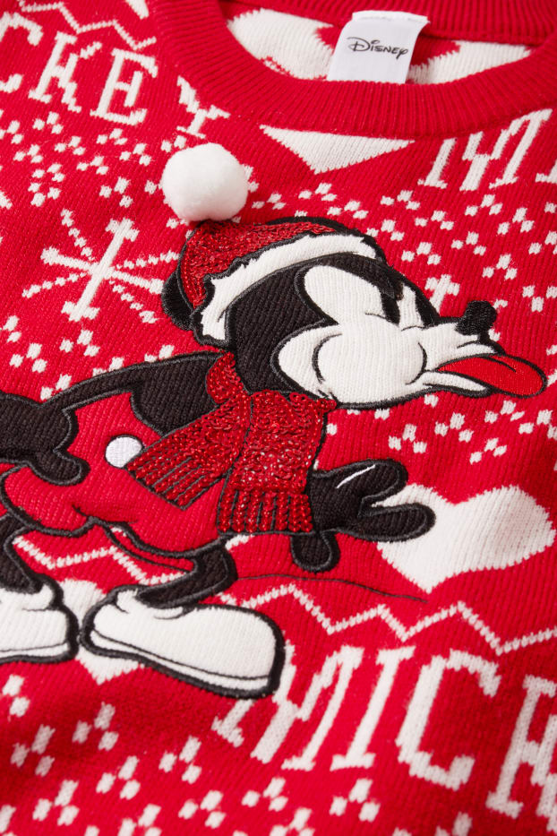 Children Girls - Mickey Mouse - Christmas jumper - red