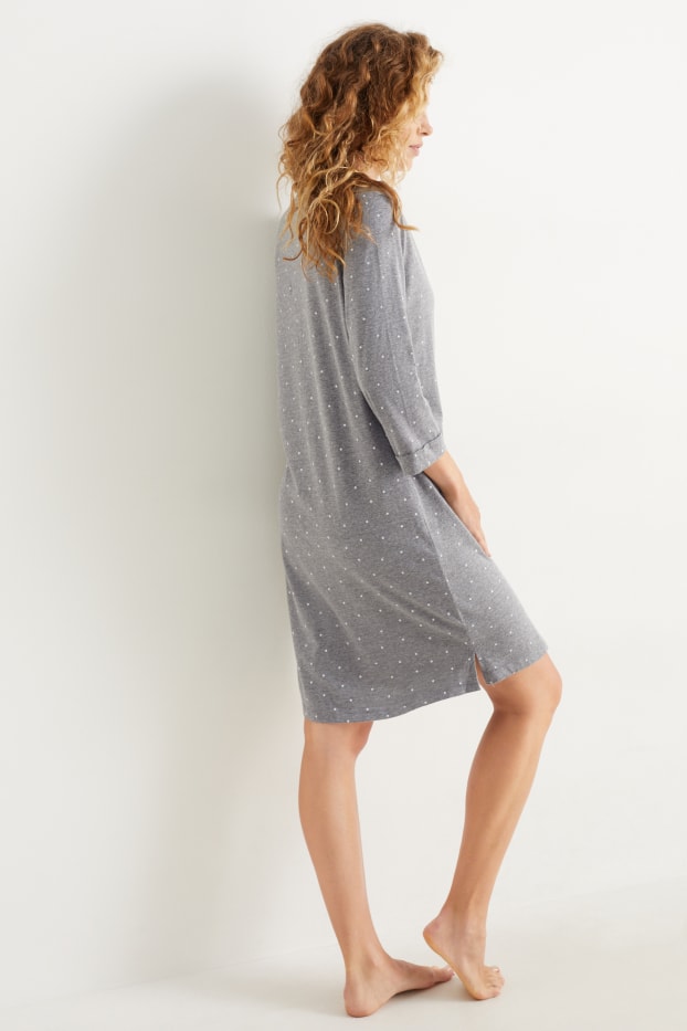 Donna - Camicia da notte - a pois - grigio melange