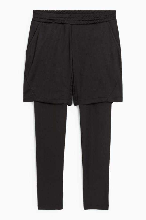 Children Boys - Leggings with shorts - 2-in-1 look - black