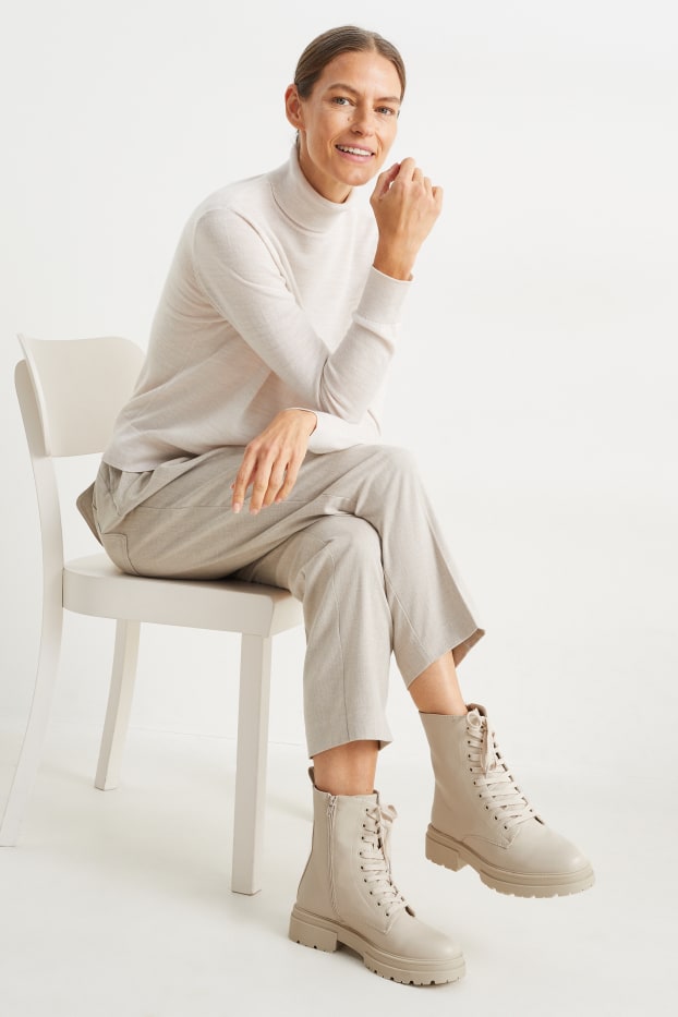 Mujer - Botines - polipiel - beis