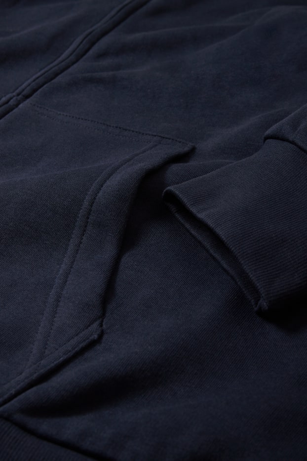 Hommes - Sweat zippé à capuche - bleu foncé
