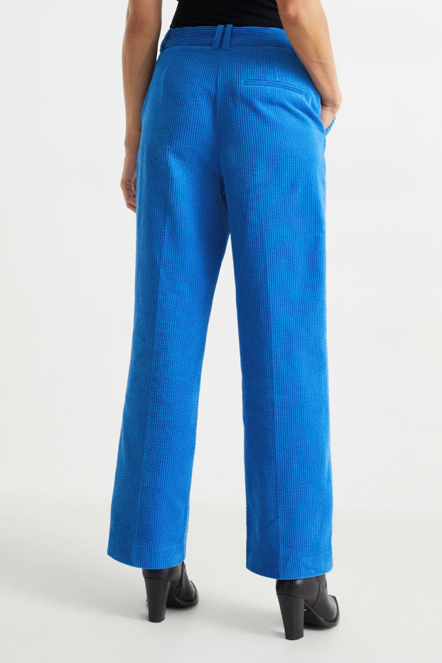 Damen - Cordhose - High Waist - Wide Leg - blau