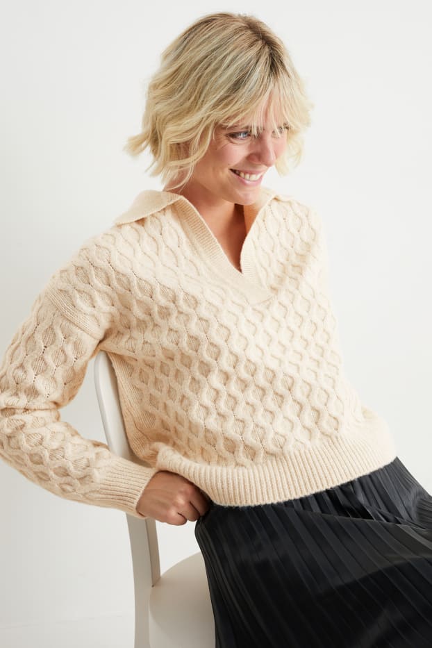 Mujer - Jersey - de ochos - beige claro