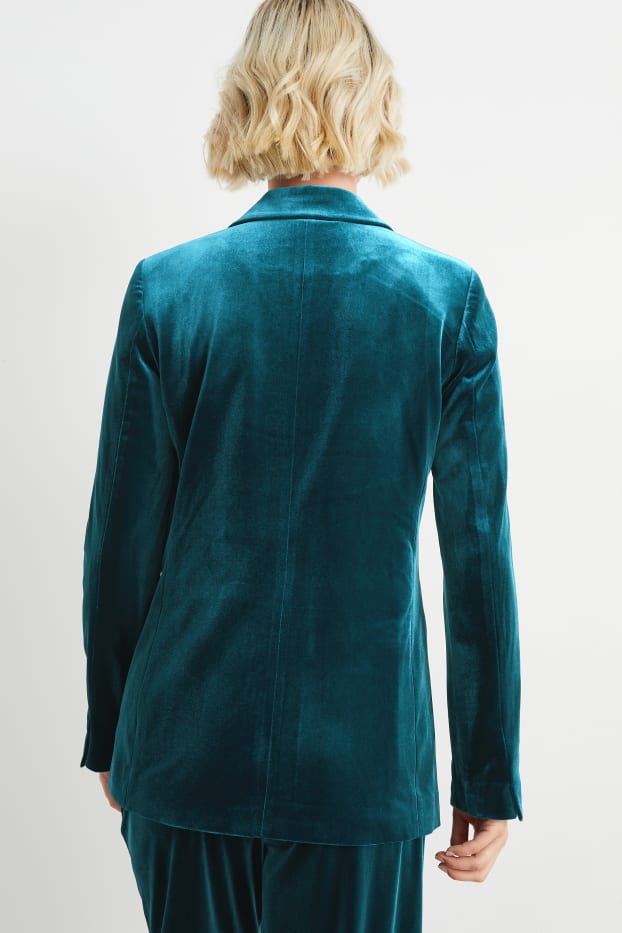 Women - Velvet business blazer- regular fit - dark green