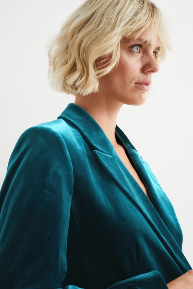 Women - Velvet business blazer- regular fit - dark green