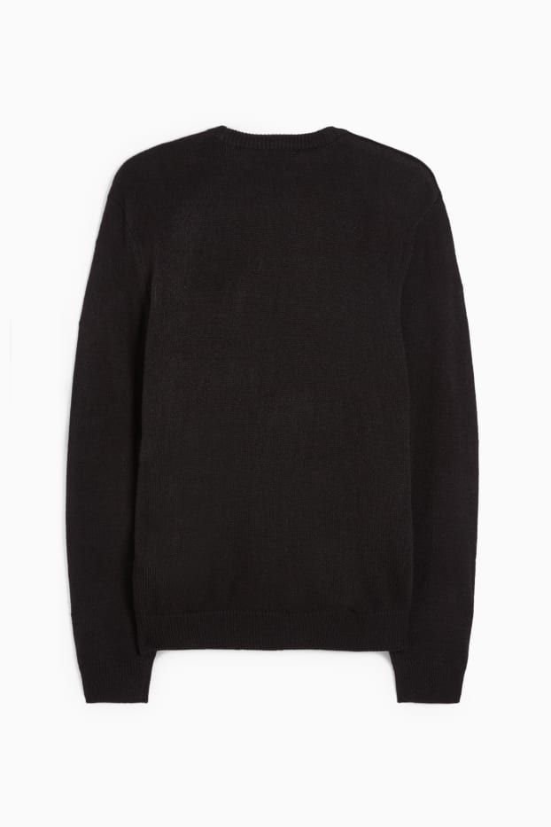 Men - Christmas jumper - HoHoHo - shiny - black