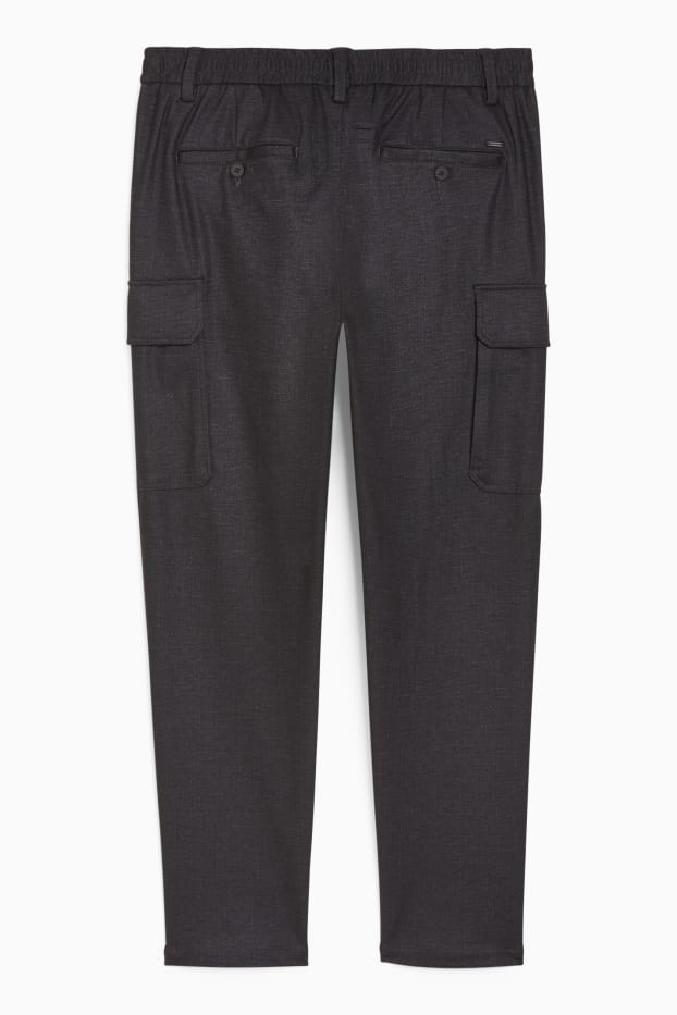 Heren - Cargobroek - tapered fit - Flex - zwart mix