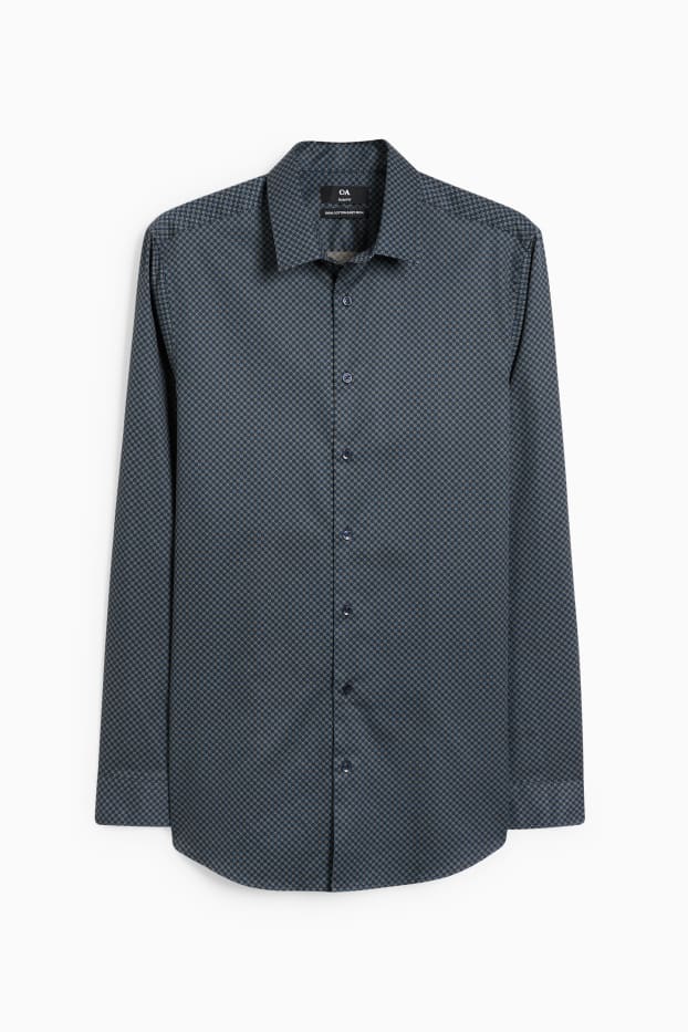 Heren - Business-overhemd - slim fit - kent - gemakkelijk te strijken - blauw / beige