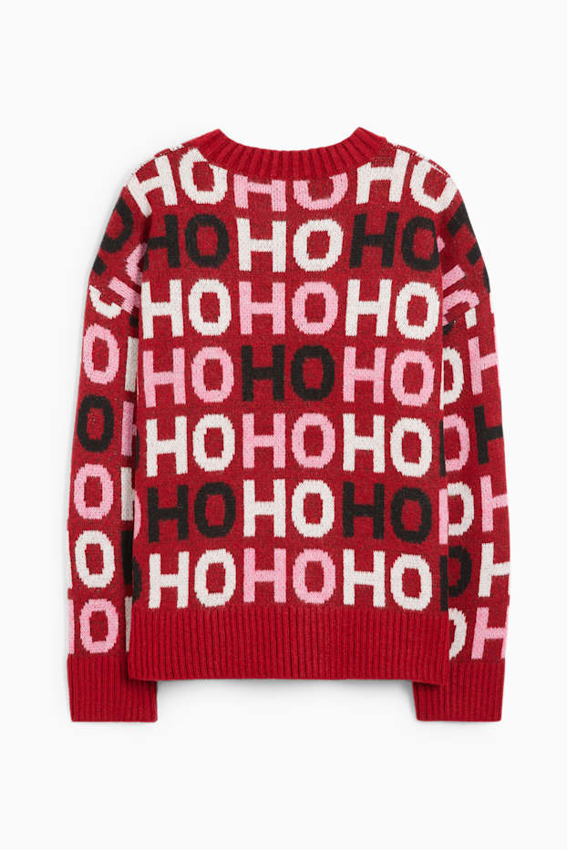 Women - Christmas jumper - Ho Ho Ho - dark red