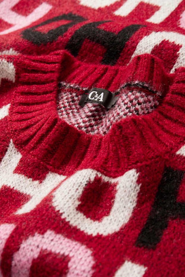 Women - Christmas jumper - Ho Ho Ho - dark red