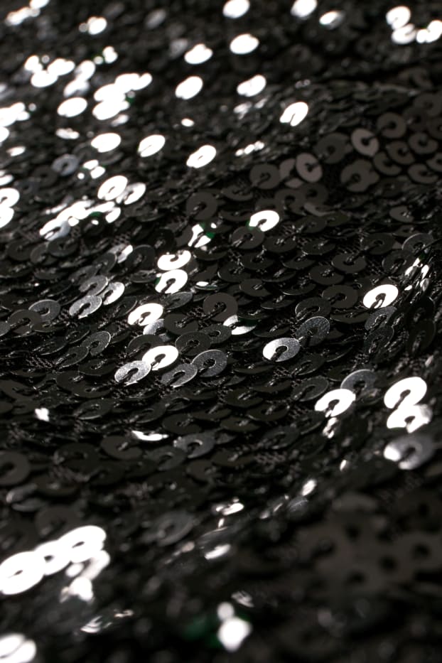 Women - Sequin miniskirt - shiny - black