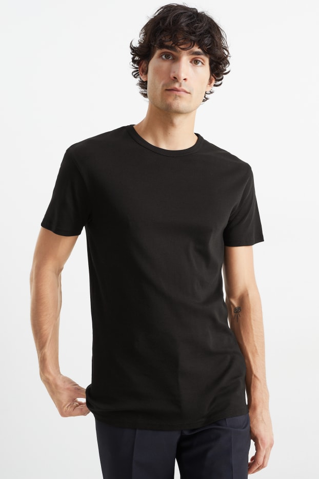 Hommes - T-shirt - slim fit - noir