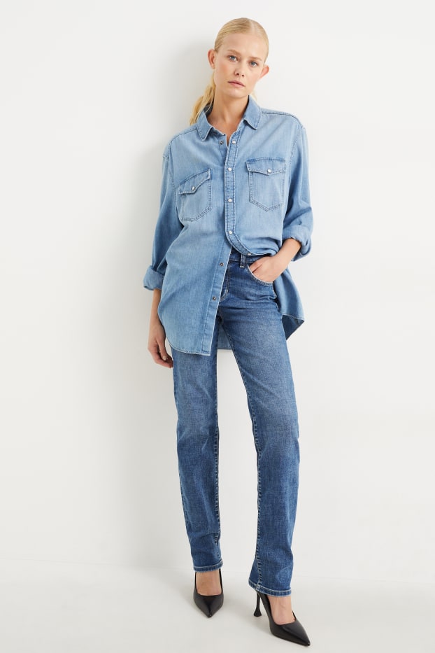 Dames - Straight jeans - mid waist - LYCRA® - jeansblauw