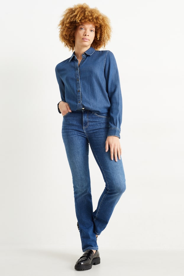 Femmes - Straight jean - mid waist - LYCRA® - jean bleu