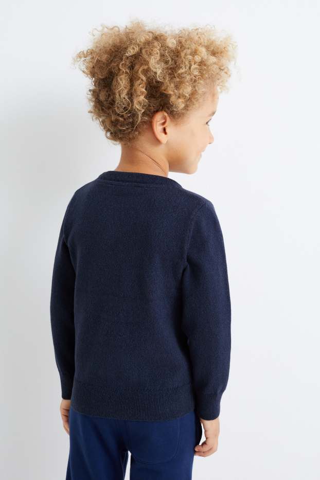 Kinder Jungen - Weihnachtspullover - Weihnachtsmann und Rudolf - dunkelblau