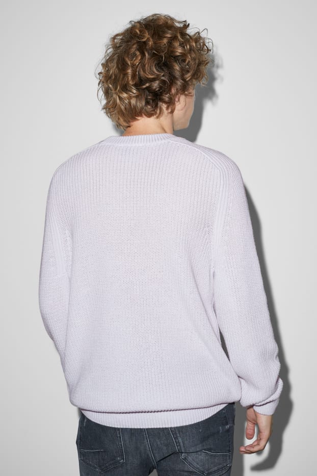 Herren - Pullover - gerippt - weiß