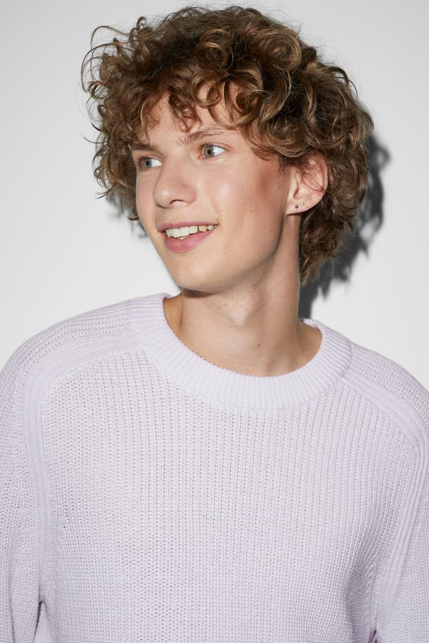 Herren - Pullover - gerippt - weiß