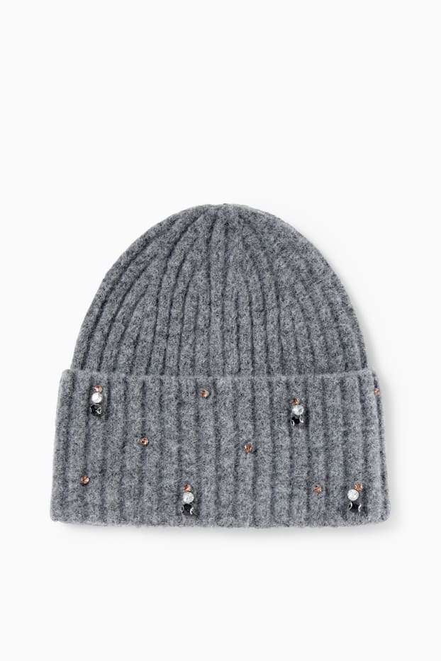 Women - Knitted hat - gray
