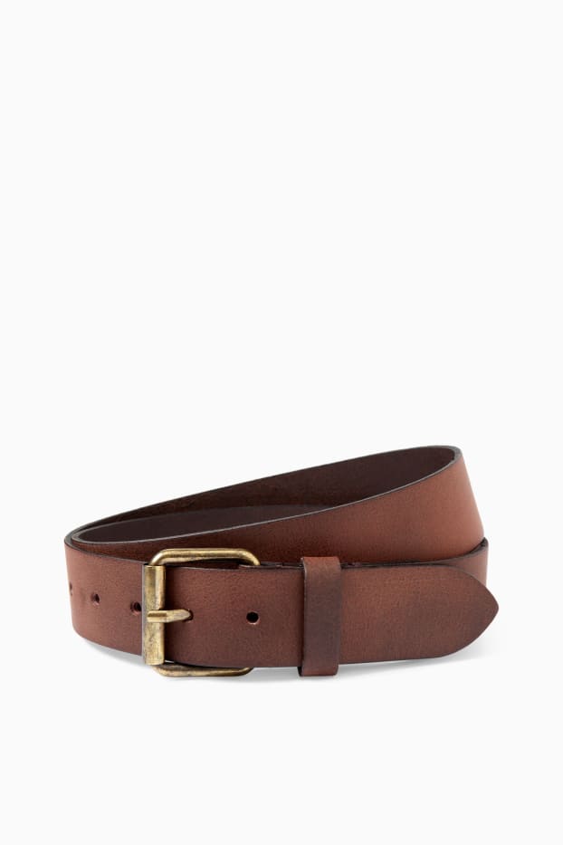 Uomo - Cintura in pelle - marrone scuro