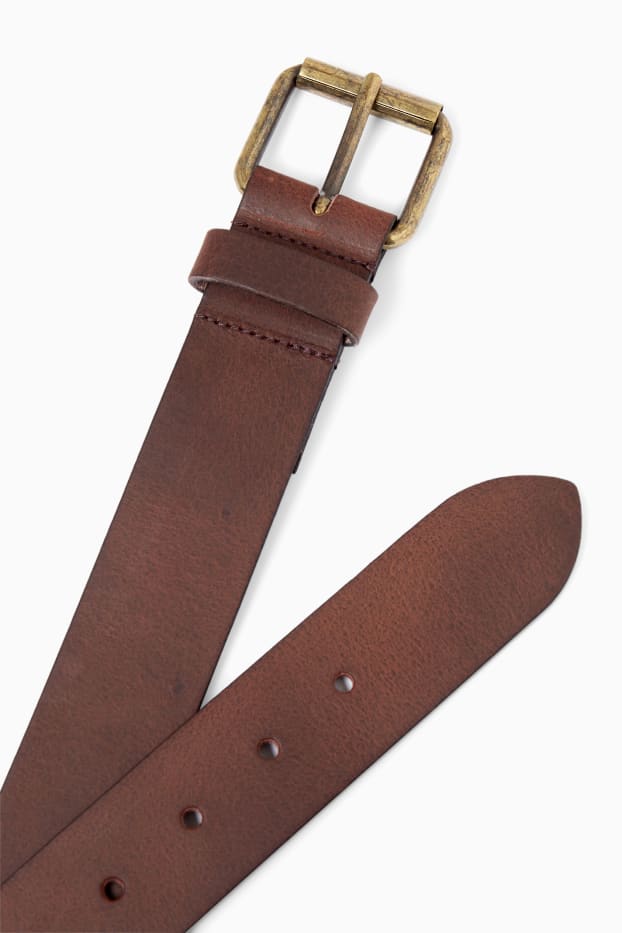 Uomo - Cintura in pelle - marrone scuro