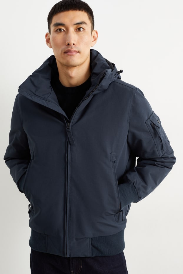 Men - Track jacket with hood - dark blue