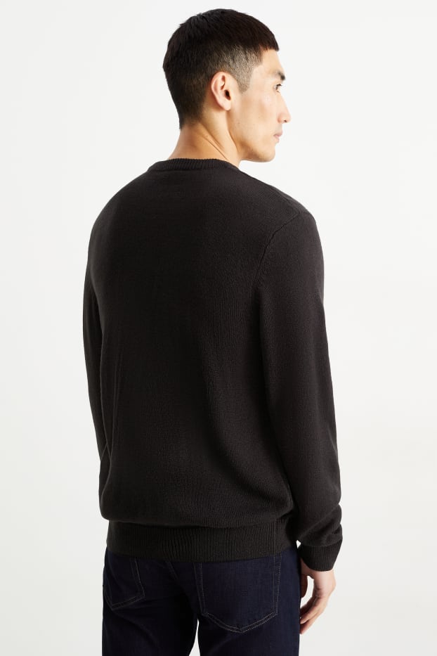 Men - Christmas jumper - HoHoHo - shiny - black