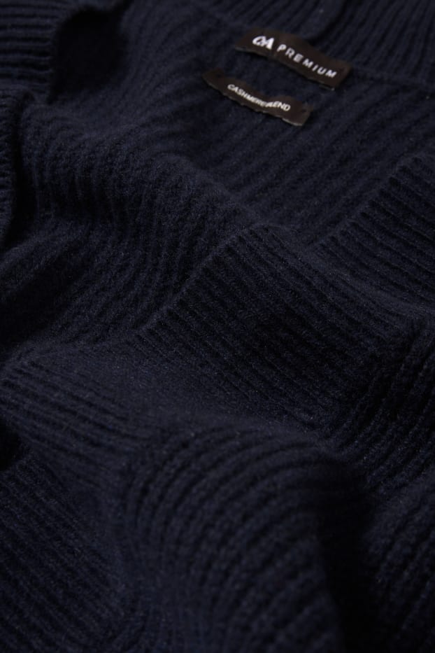 Women - Cashmere cardigan - dark blue