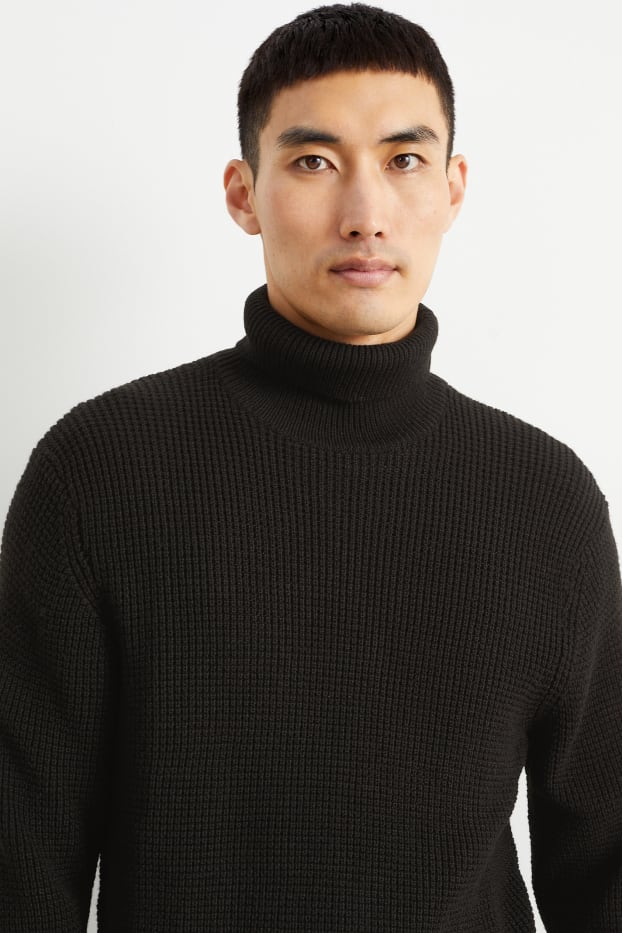 Bărbați - Pulover cu guler rulat - negru