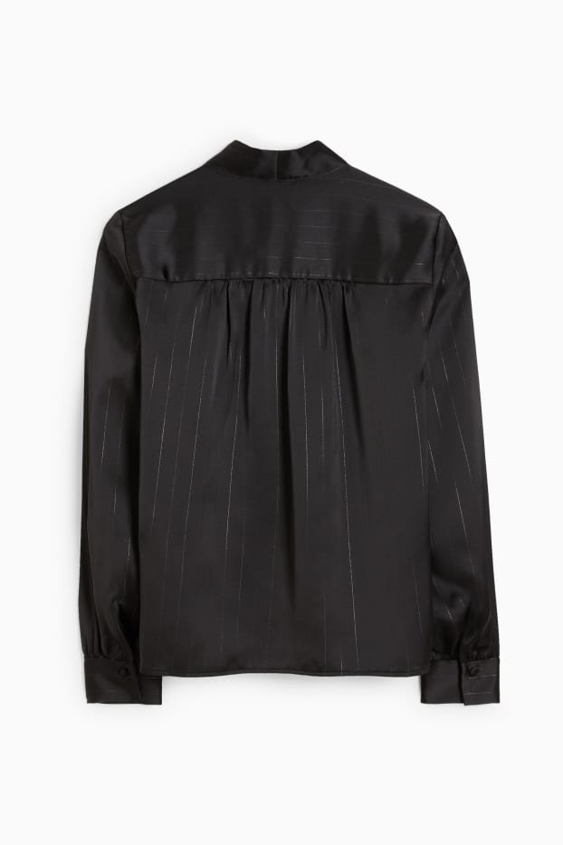 Femei - Bluză din satin - cu dungi - negru