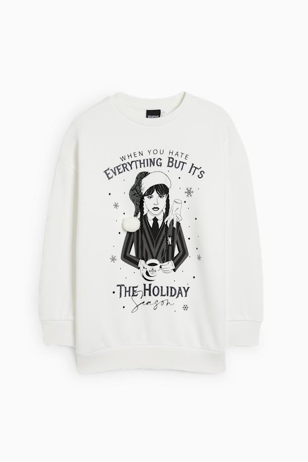 Enfants filles - Mercredi - sweat de Noël - blanc crème