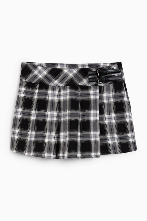 Femmes - Jupe-short - à carreaux - noir