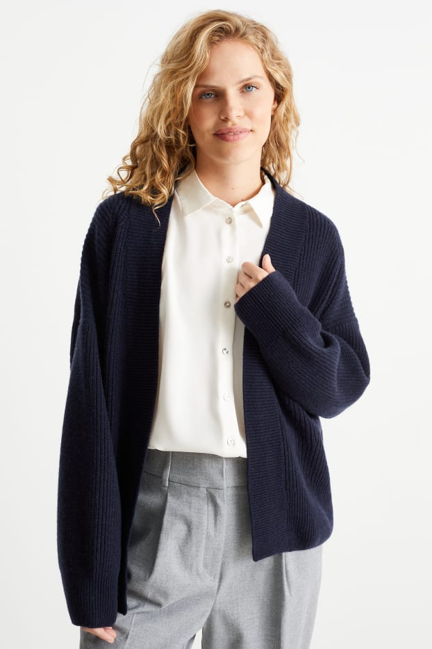 Women - Cashmere cardigan - dark blue