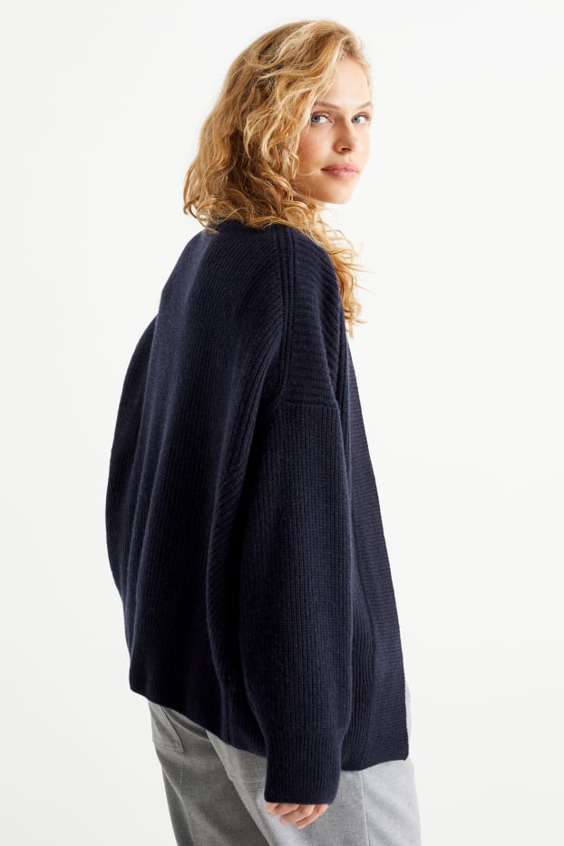 Women - Cashmere cardigan - dark blue