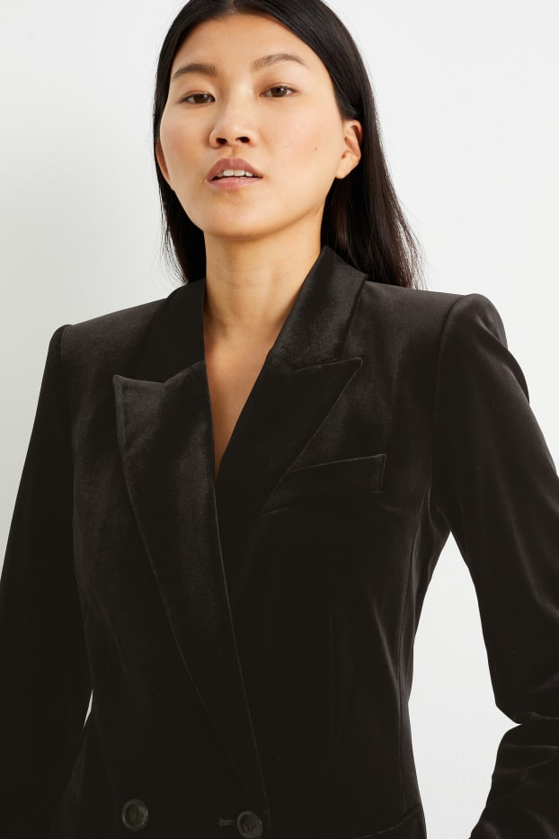 Mujer - Americana de terciopelo - regular fit - negro