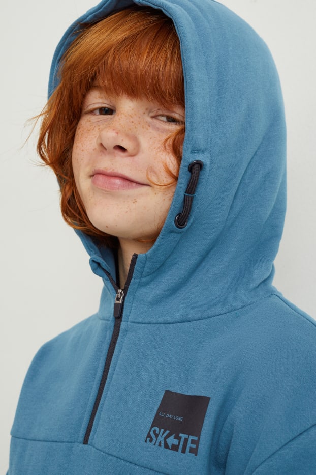 Enfants garçons - Sweat à capuche - bleu pétrole