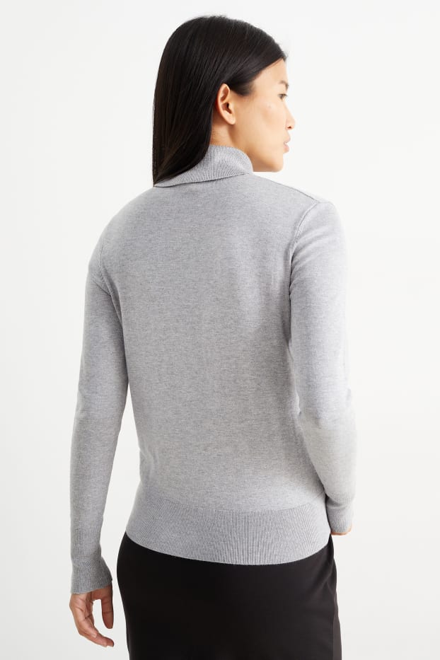 Femmes - Pullover basique à col roulé - gris