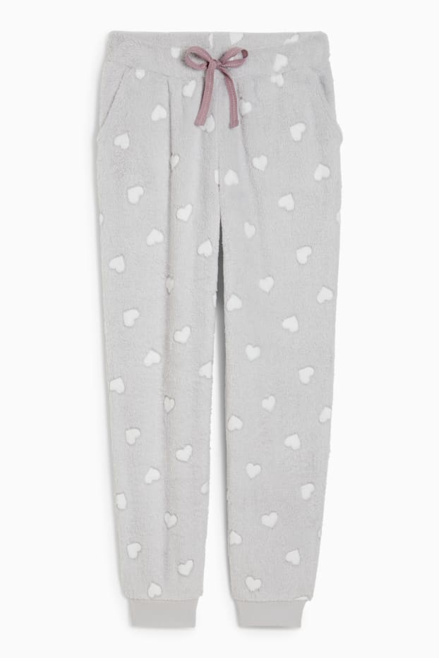 Dames - Pyjamabroek - met patroon - lichtgrijs