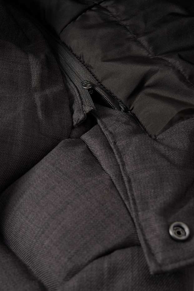 Heren - Parka met capuchon en rand van imitatiebont - winter - donkergrijs