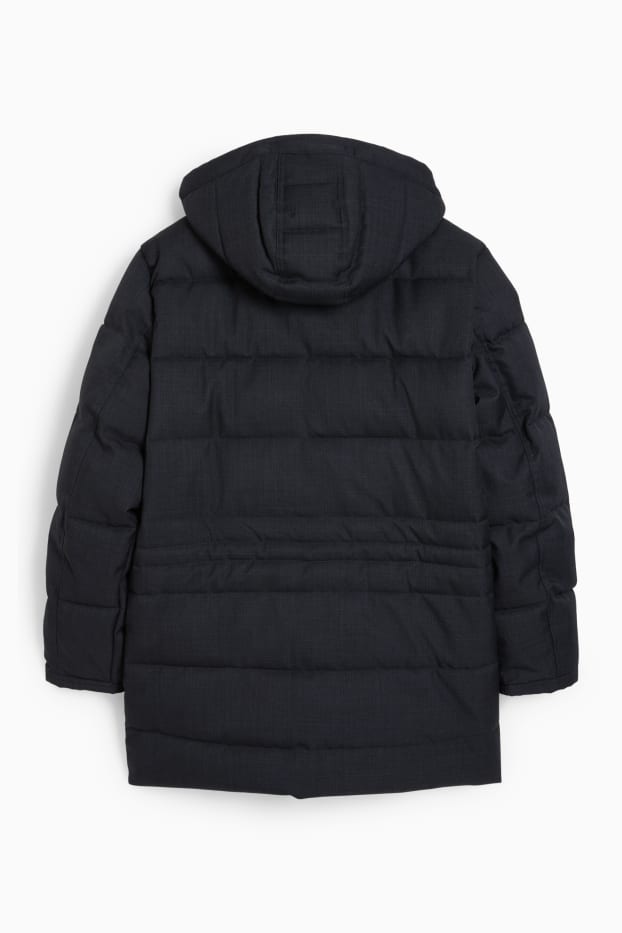 Hommes - Parka avec capuche et garniture en imitation fourrure - hiver - bleu foncé