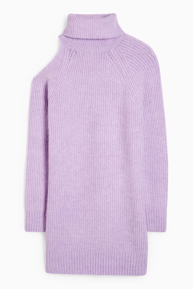 Damen - Strickkleid mit Cut-Out - hellviolett