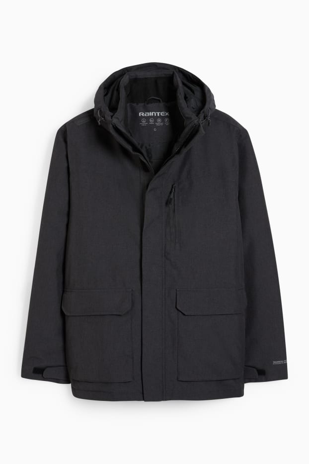 Herren - Softshelljacke mit Kapuze - wasserdicht - dunkelgrau