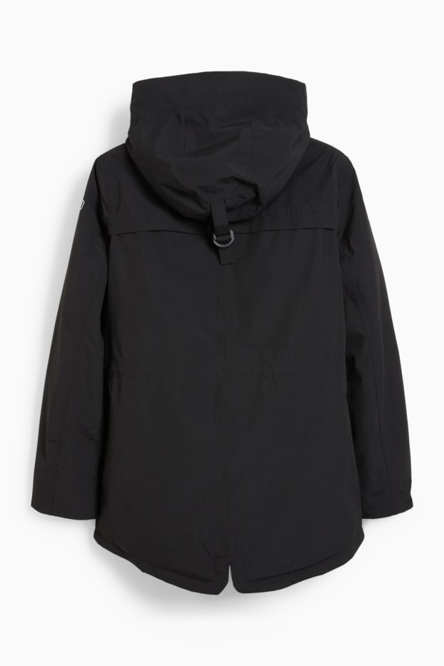 Women - Rain jacket with hood - black