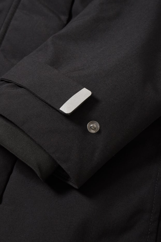 Women - Rain jacket with hood - black