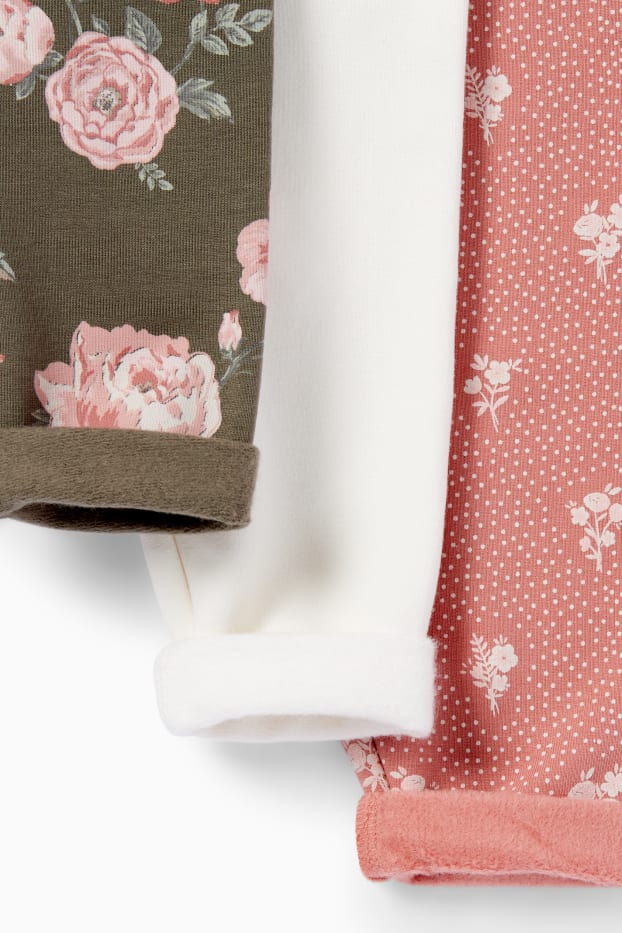 Baby: meisjes - Set van 3 - babythermolegging - groen / roze